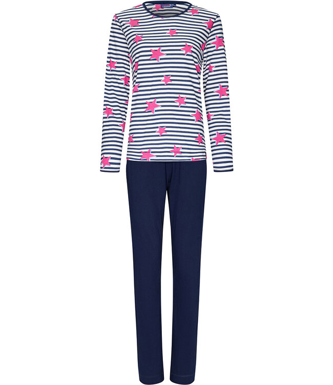 ladies long sleeve cotton stripey pyjama set 'trendy starlines'