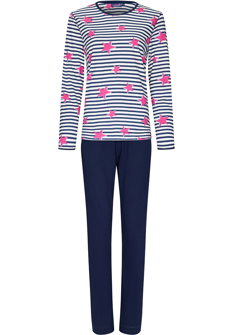 thumbnail: NORMANN Damespyjama Badstof - Lange Mouwen, Gestreept, Ook In Grote Maten, Warm En Comfortabel