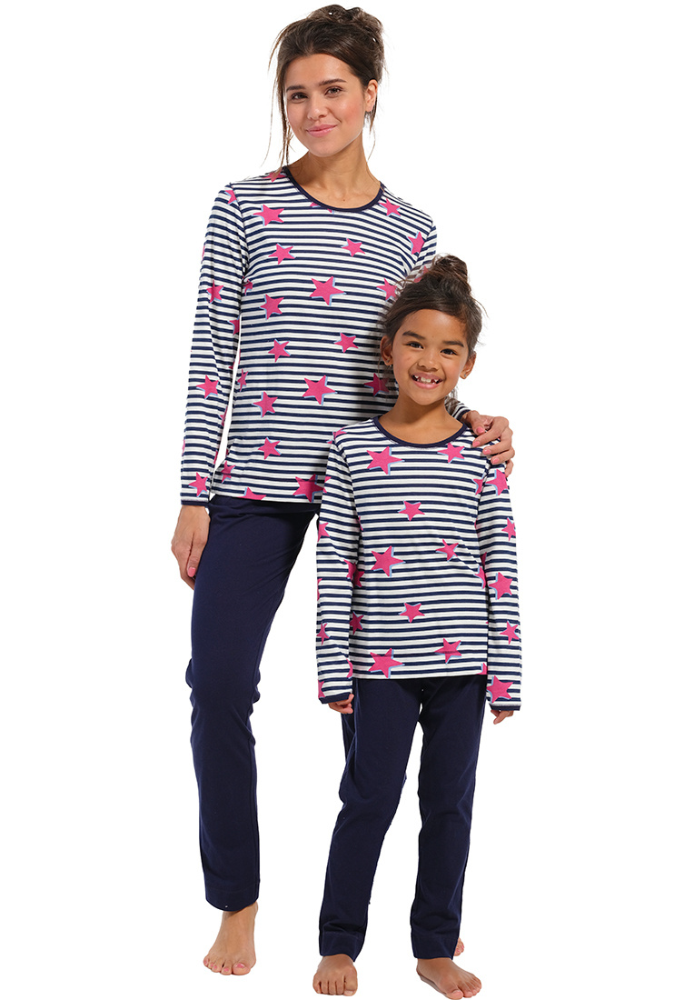 Kisses&Love Dames Pyjama voor de zomer, 100% katoen, KL40000, T-shirt met korte mouwen en shorts, pyjama's voor lente en zomer, Fuchsia, L
