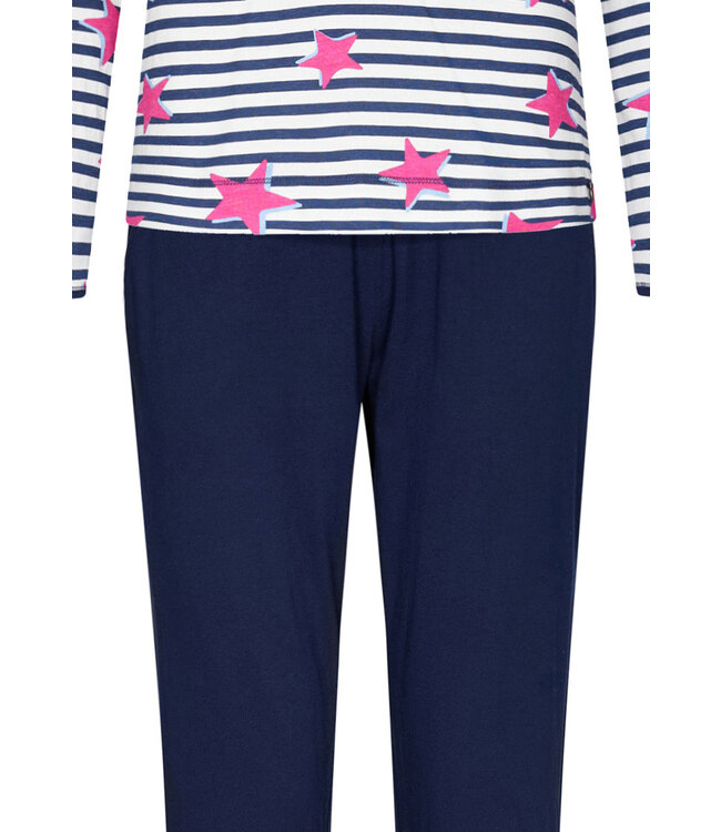 ladies long sleeve cotton stripey pyjama set 'trendy starlines'