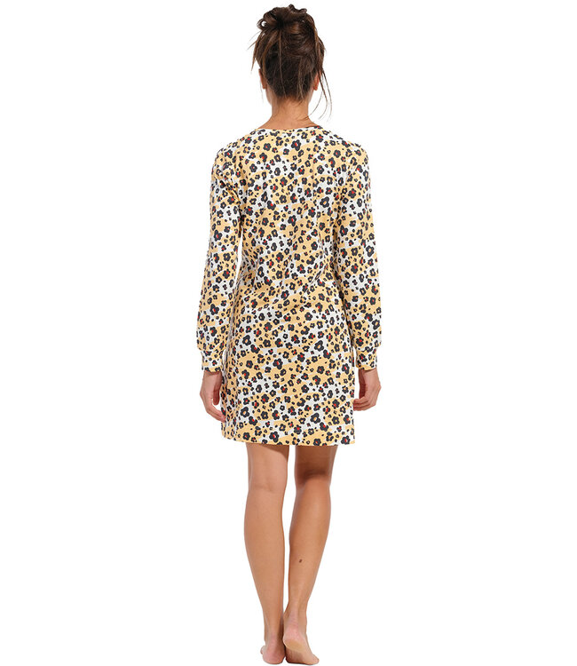 katoenen dames nachthemd met lange mouwen 'hidden chic flowers'