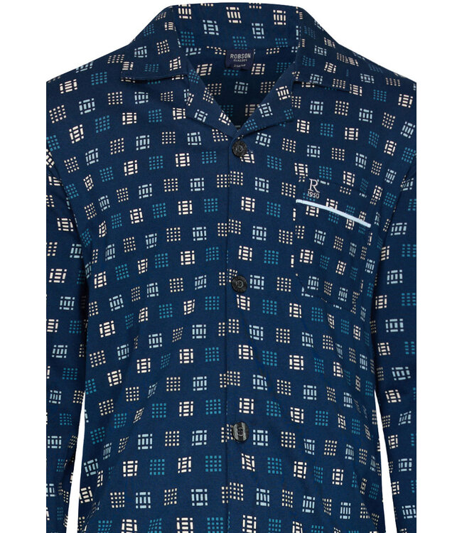 mens long sleeve full button cotton pyjama set 'brick blocks'