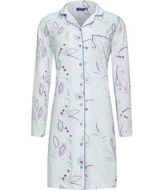 Pastunette ladies cotton full button nightdress 'paisley flower stripes'