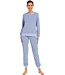 lichtblauwe badstof lounge - pyjama set met knopen 'just blue'