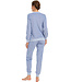 lichtblauwe badstof lounge - pyjama set met knopen 'just blue'