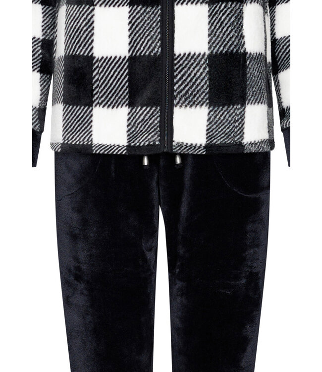ladies soft fleece lounge home suit 'trendy chunky checks'