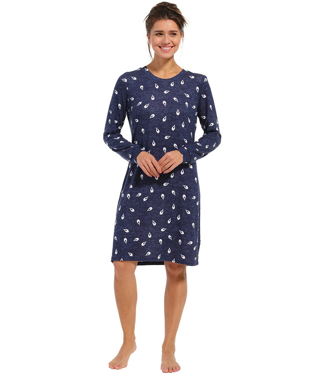 zacht, warm damesnachthemd met lange mouwen 'retro raindrop'