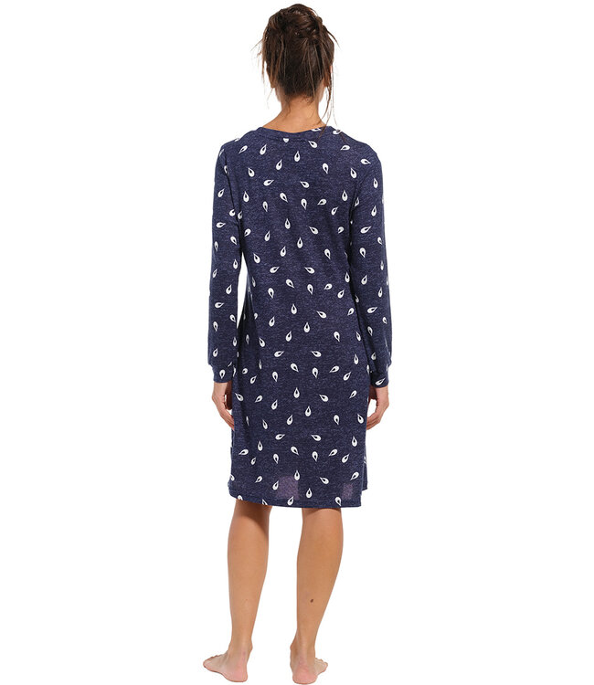 ladies long sleeve soft warm nightdress 'retro raindrop'