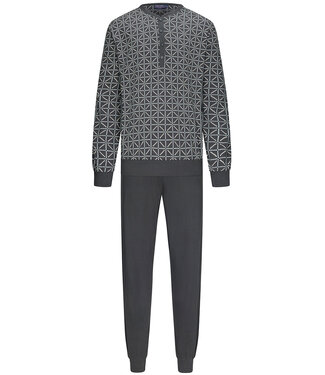 Pastunette for Men long sleeve cotton pyjama set with buttons 'geometric square & stars'