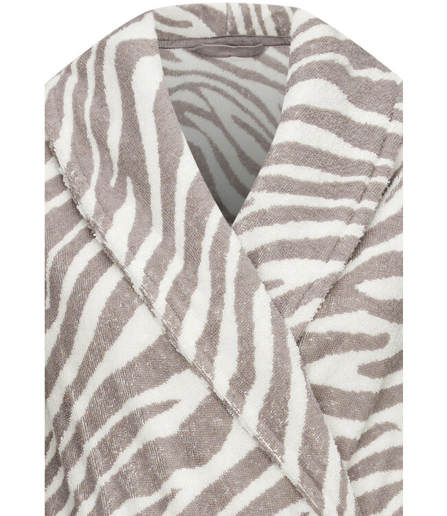 light grey cotton terry wrap-over dressinggown 'tiger lines'