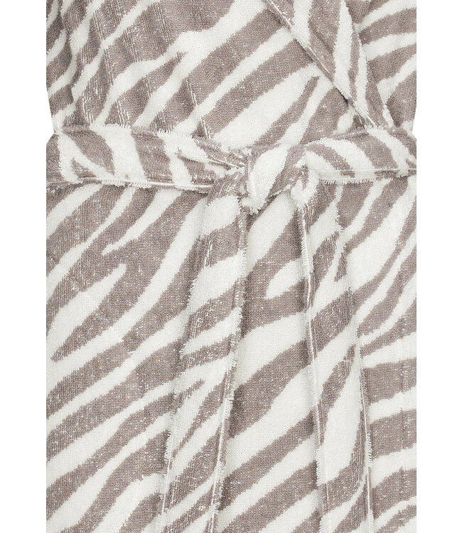 light grey cotton terry wrap-over dressinggown 'tiger lines'