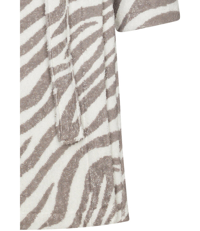 light grey cotton terry wrap-over dressinggown 'tiger lines'