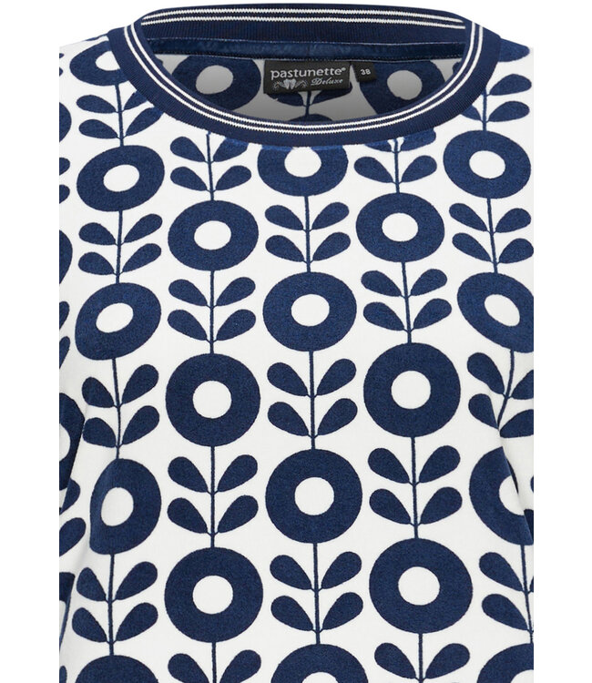 dames homewear jurk met lange mouwen 'abstract blue flower'