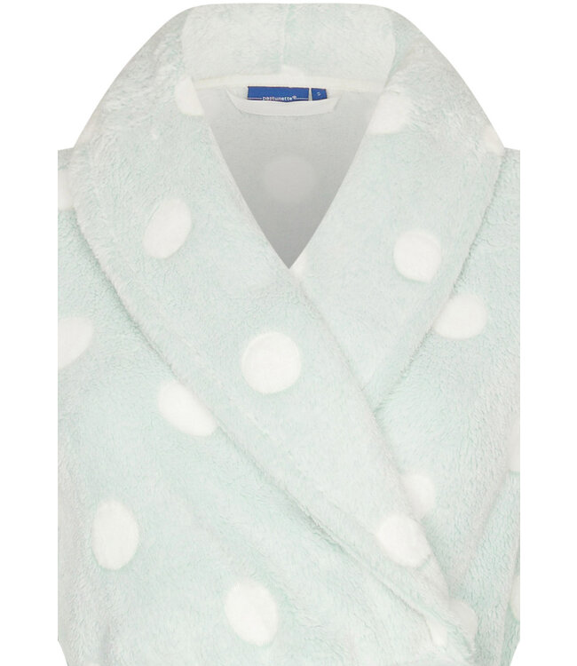 light green warm fleece wrap-over dressinggown 'dotty circles'
