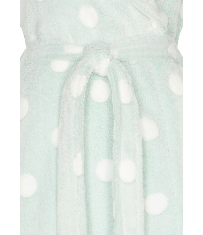 lichtgroene warme fleece overslag ochtendjas 'dotty circles'