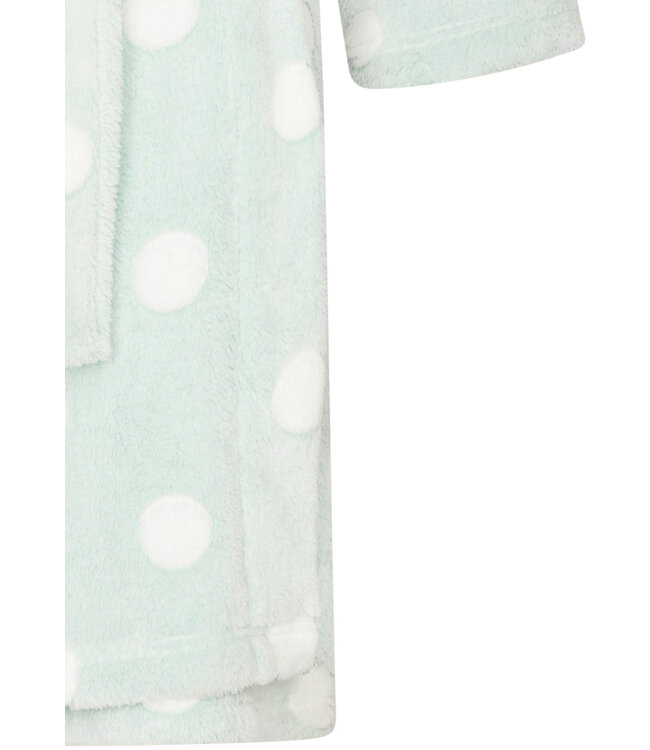 light green warm fleece wrap-over dressinggown 'dotty circles'
