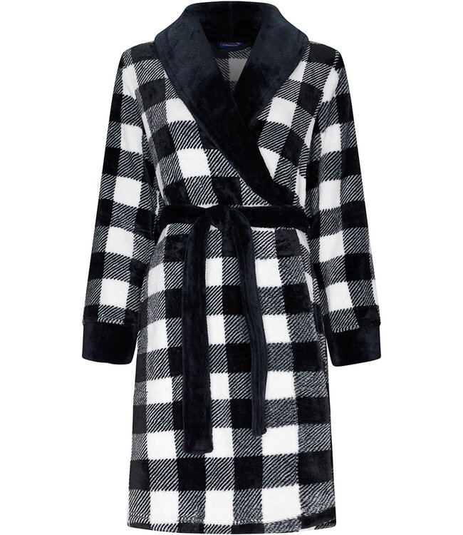 Rebelle ladies soft fleece wrap-over morninggown 'trendy chunky checks'