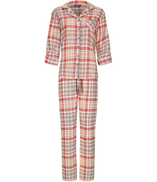 Rebelle geweven-katoen pyjama met lange mouwen 'peachy orange check'