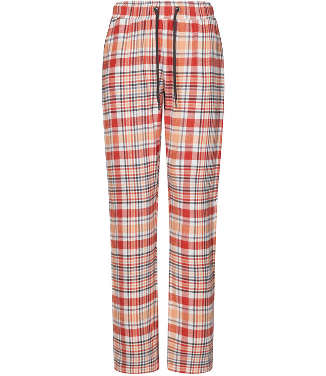 geweven-katoen pyjama met lange mouwen 'peachy orange check'