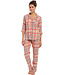 long sleeve full button woven cotton pyjama  'peachy orange check'