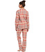 geweven-katoen pyjama met lange mouwen 'peachy orange check'
