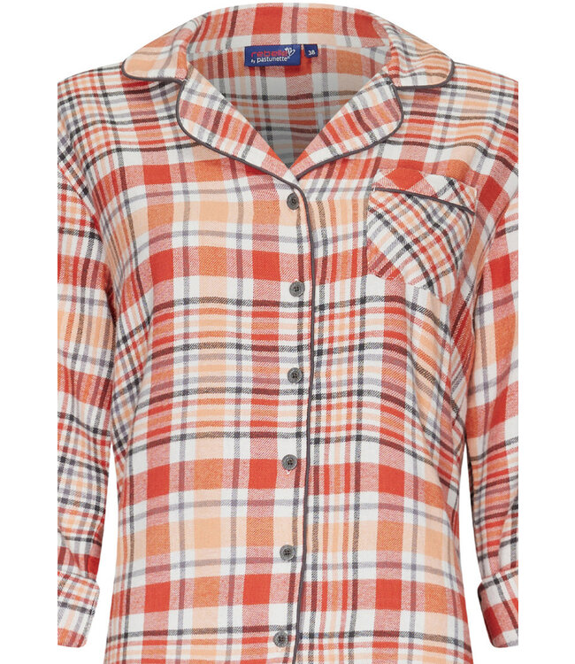 geweven-katoen pyjama met lange mouwen 'peachy orange check'