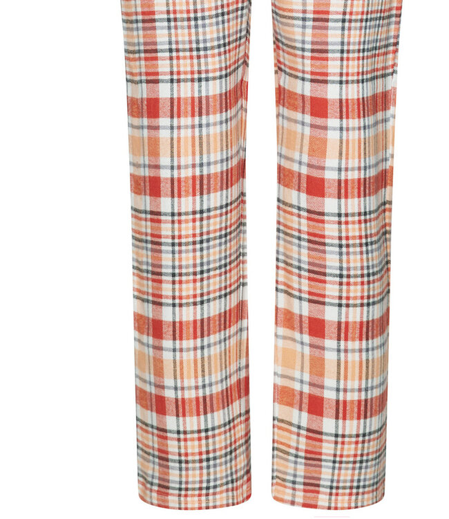 long sleeve full button woven cotton pyjama  'peachy orange check'