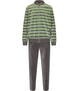 Pastunette for Men mens velvet home lounge suit 'modern stripe'