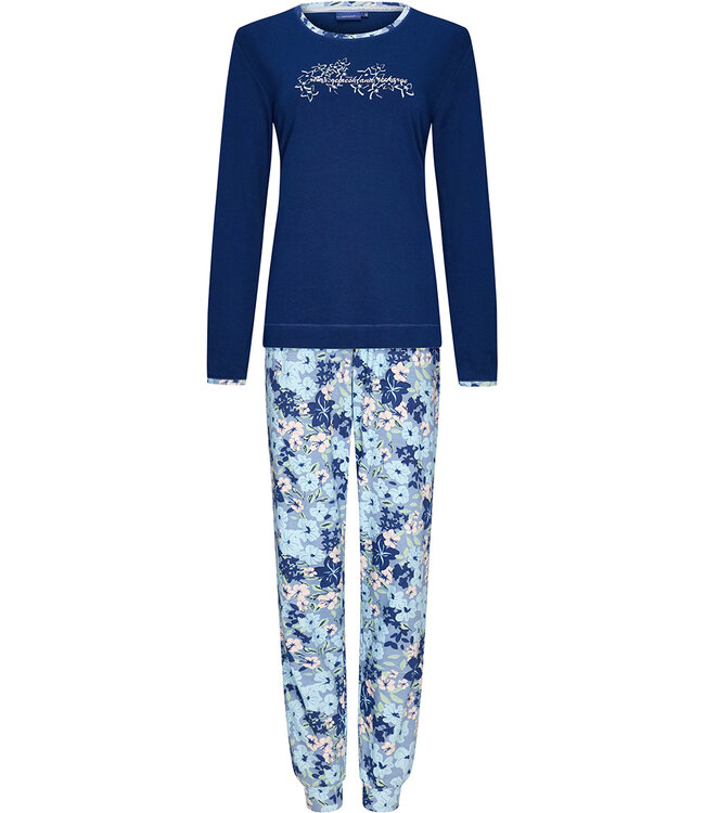 Pastunette ladies long sleeve cotton pyjama set 'relax & winter garden flowers'