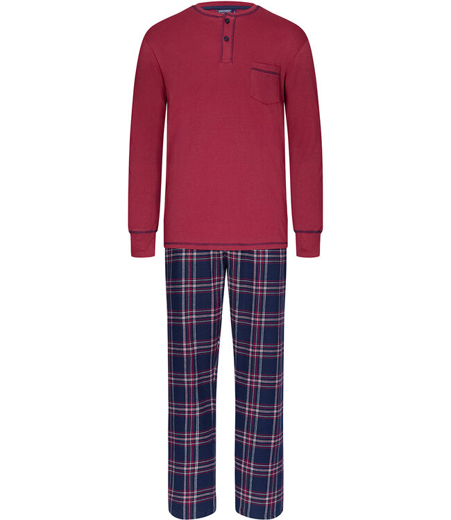 Pastunette for Men katoen-flanellen herenpyjama met knoopsluiting 'cool trendy checks'