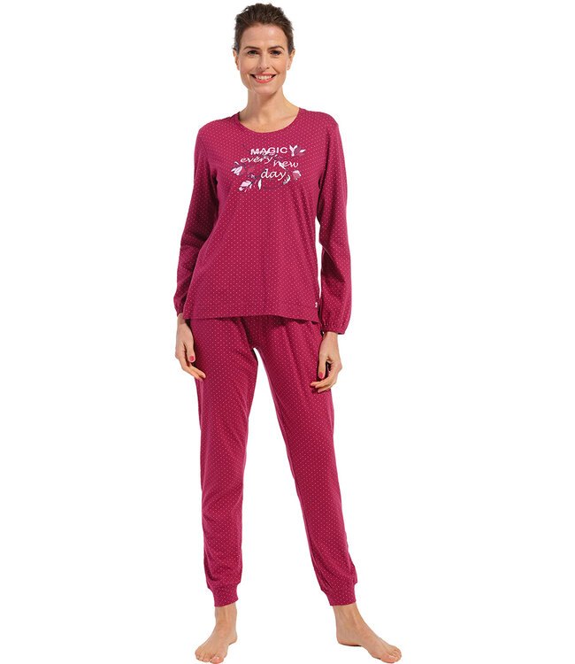 ladies long sleeve cotton pyjama 'magic fuchsia flower garden'