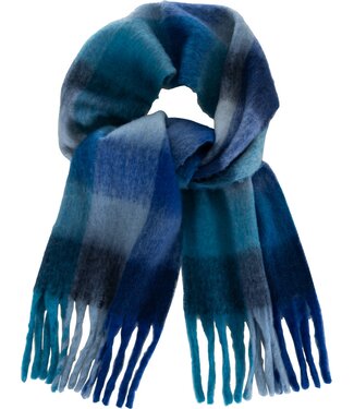 Pastunette 24/7 one size soft scarf 'blue chunky checks'