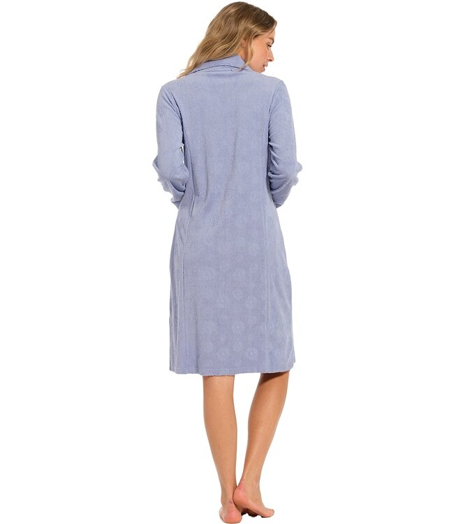 lilac beauty ladies embossed terry morninggown with zip  'abstract daisy flower'
