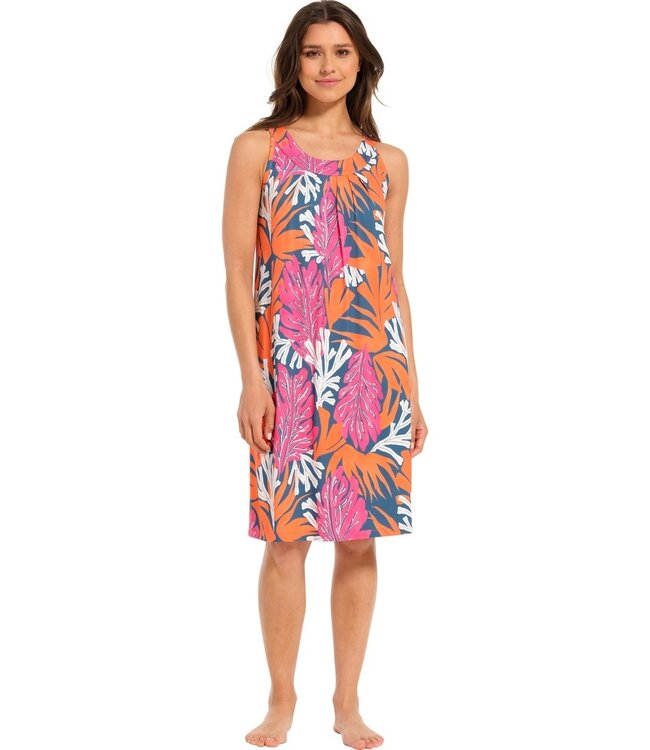 ladies sleeveless beach dress with flattering front 'coral beach'