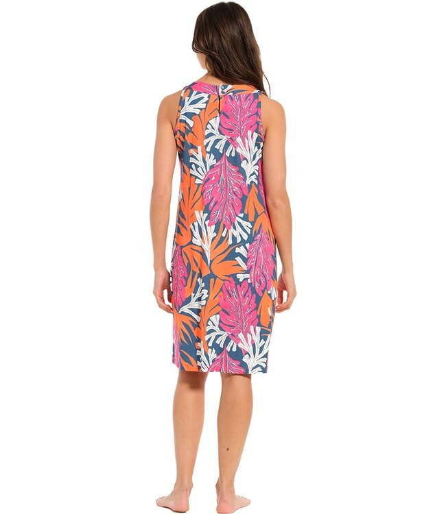 ladies sleeveless beach dress with flattering front 'coral beach'