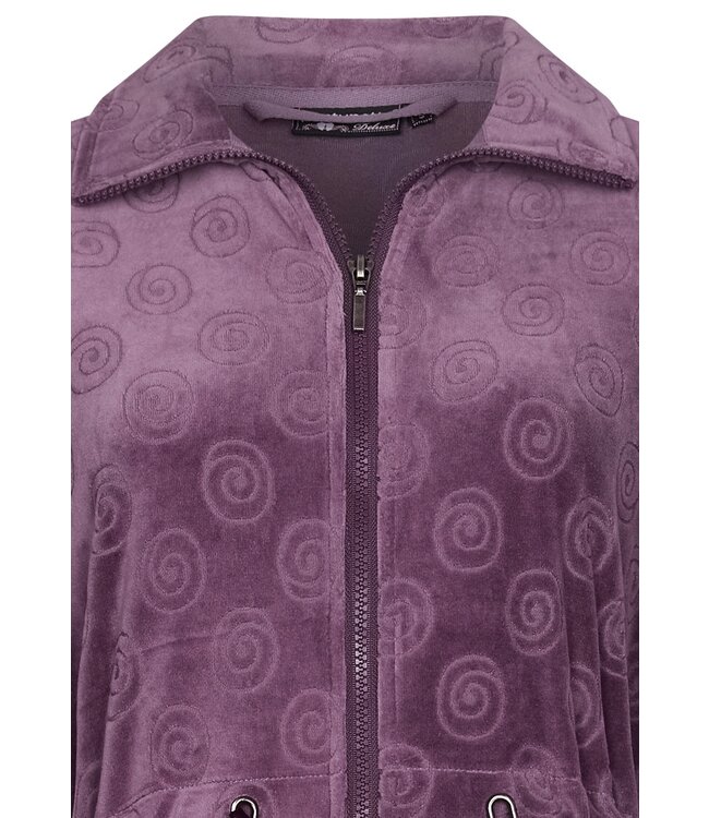 ladies luxury purple velvet morninggown with full zip 'soft swirls'