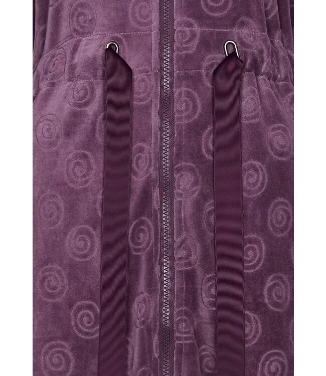 ladies luxury purple velvet morninggown with full zip 'soft swirls'