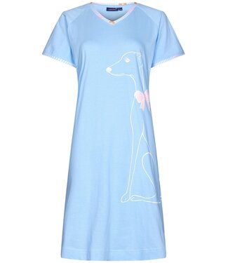 Rebelle ladies short sleeve 'v' neck cotton single jersey nightdress 'Holly hound dog'