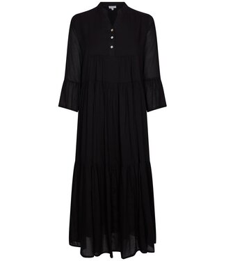 Pastunette Beach ladies extra long black beach dress cover up with flared sleeves 'sunny day frills'