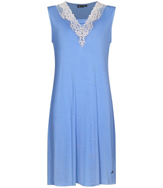 Pastunette Deluxe ladies sleeveless luxury blue viscose -mix nightdress 'laced elegance'