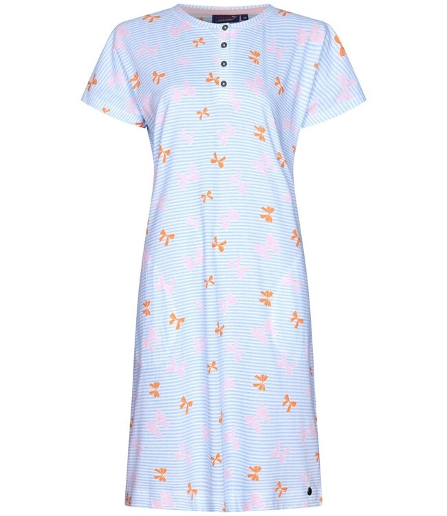 stripey short sleeve cotton single jersey nightdress with buttons 'pretty bows & stripes'