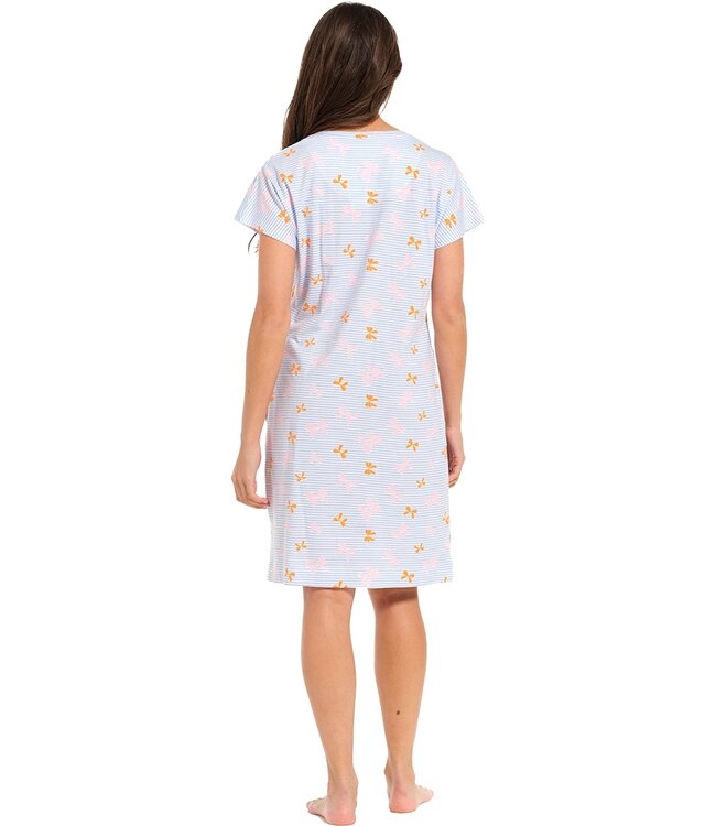 stripey short sleeve cotton single jersey nightdress with buttons 'pretty bows & stripes'
