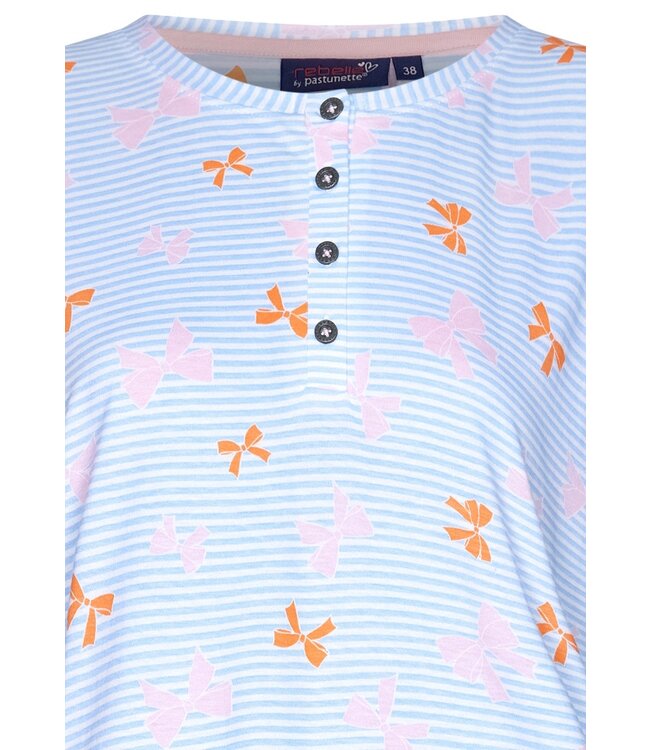 stripey short sleeve cotton single jersey nightdress with buttons 'pretty bows & stripes'
