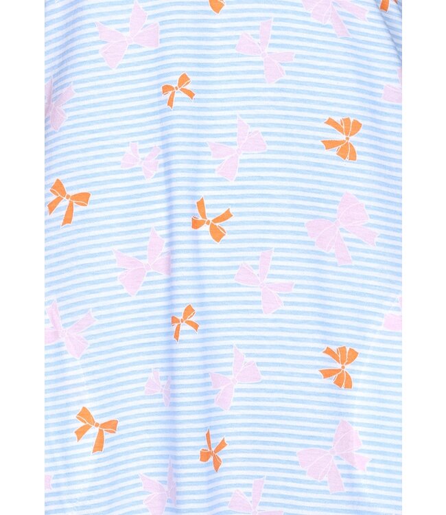 gestreept katoenen single jersey nachthemd met knoopjes en korte mouwen 'pretty bows & stripes'