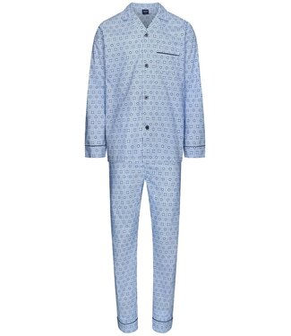 Robson men's light blue full button 100% cotton woven pyjama 'dotted squares'