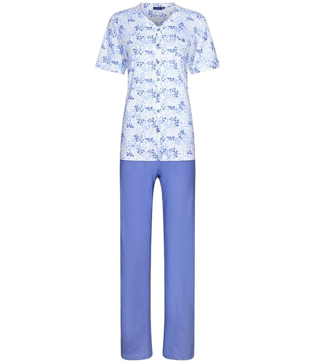 ladies short sleeve full button organic cotton pyjama set 'flowery petals'