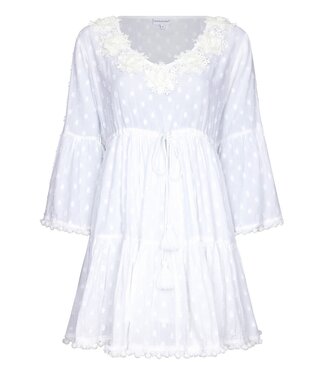 Pastunette Beach white cotton beach dress 'floral frills'