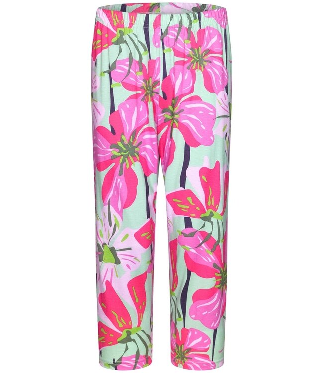 dames pyjama met korte mouwen en 3/4e capri broek'floral moments'