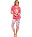 dames pyjama met korte mouwen en 3/4e capri broek'floral moments'