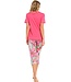 dames pyjama met korte mouwen en 3/4e capri broek'floral moments'